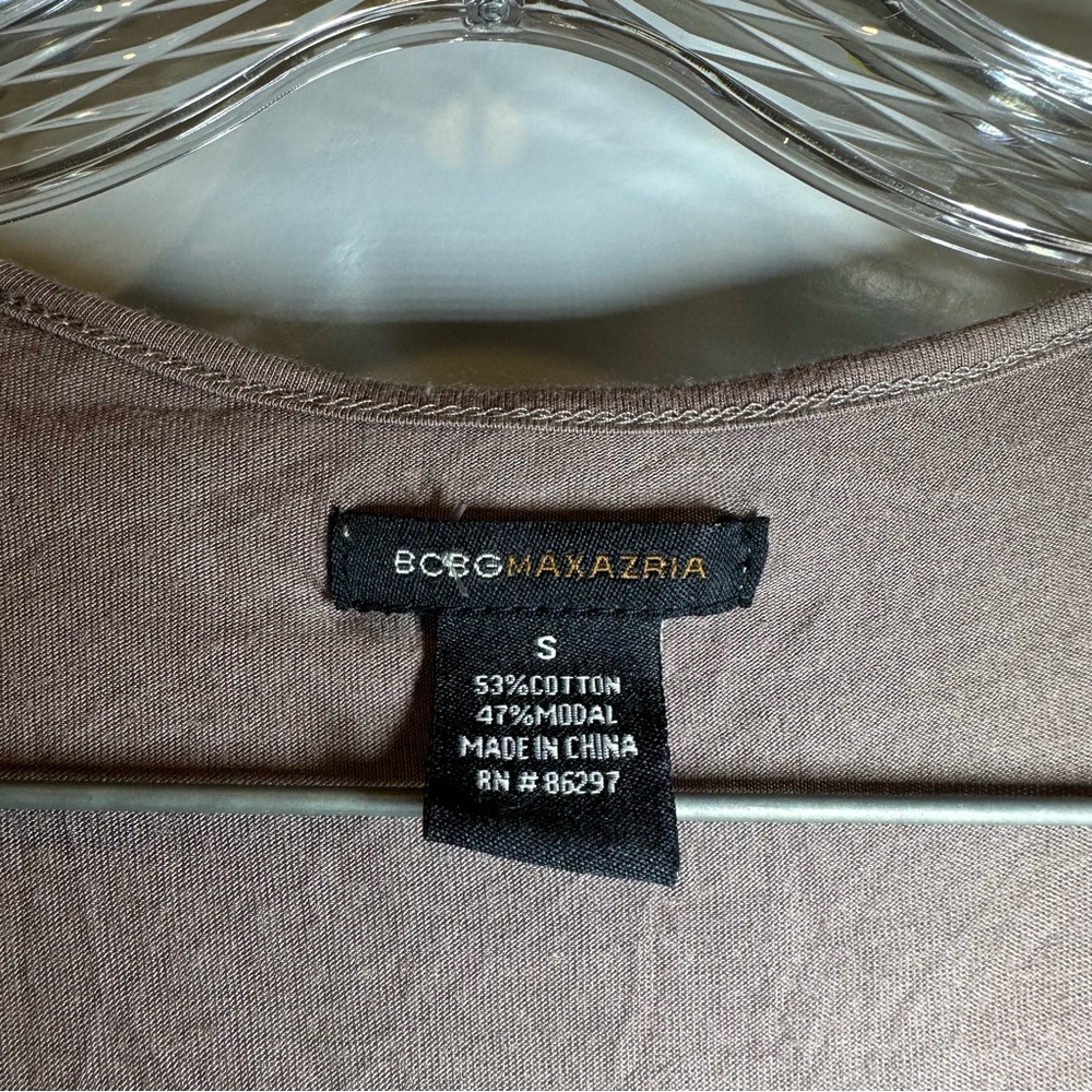 NWT BCBGMAXAZRIA Brown Embroidered Accent V Neck Dress S - Picture 2 of 10